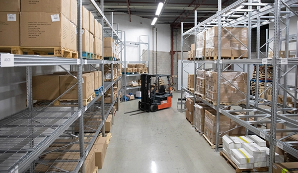 warehouse and forklift